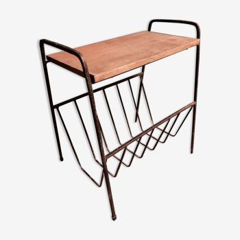 Porte revues design scandinave bout de canapé acier bois