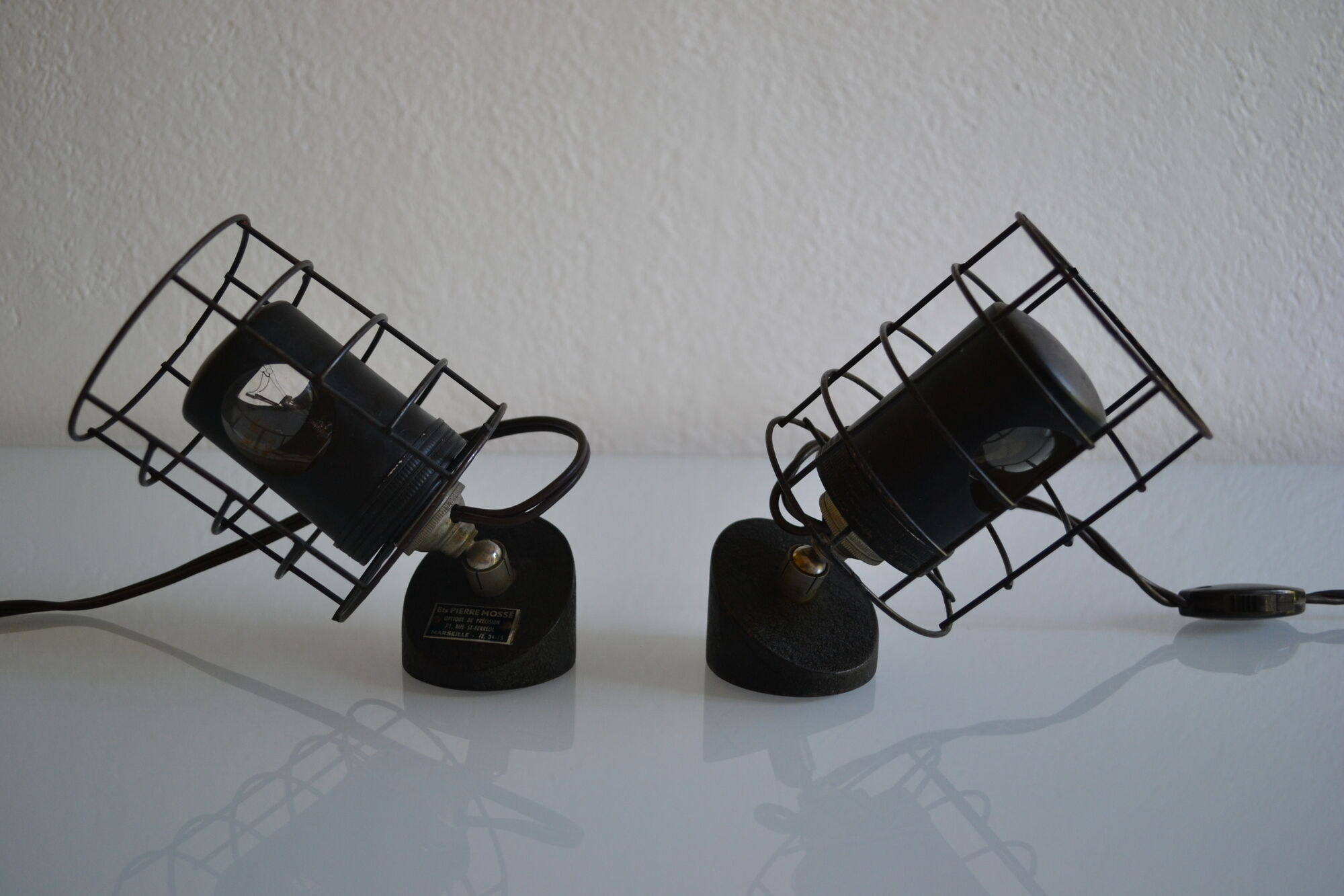 Paire de lampes vintage 50's de laboratoire bbt krauss
