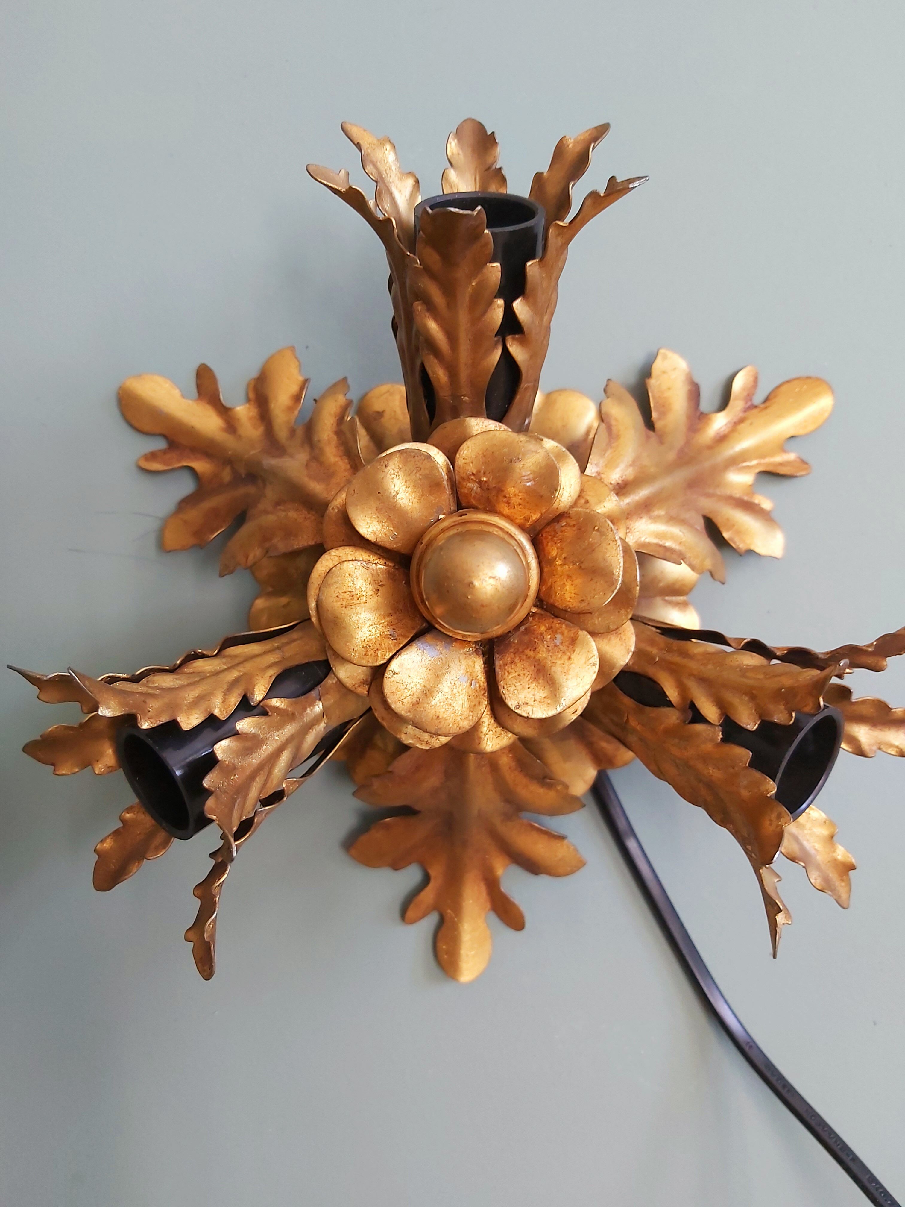 Wall lamp/ceiling lamp in gilded metal, Banci Firenze, 70s