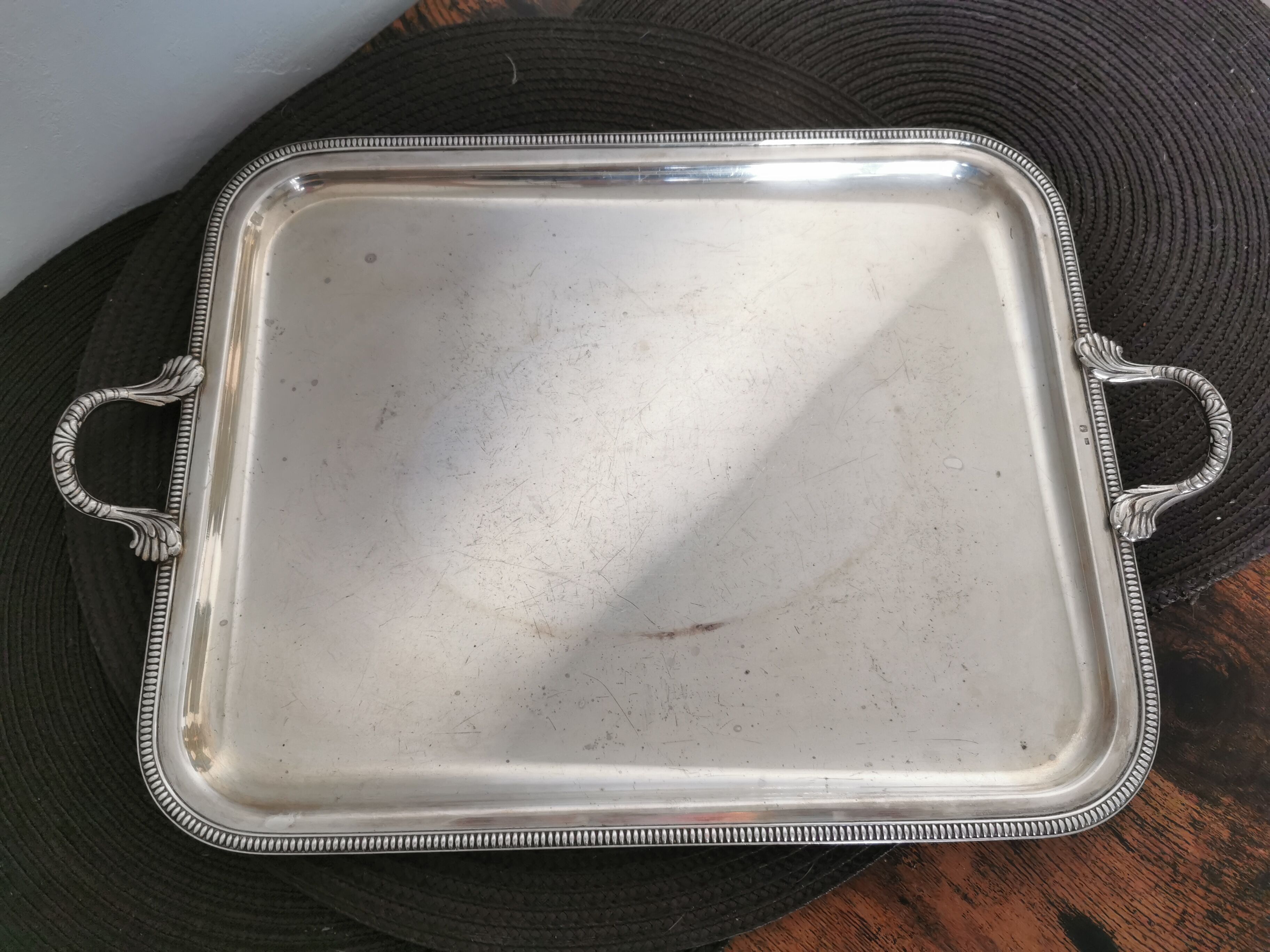 Silver metal tray