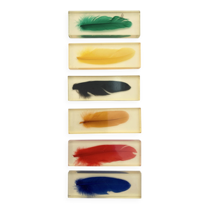 Six porte-couteaux plumes