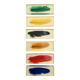Six feather-shaped knife rests in resin inclusion.