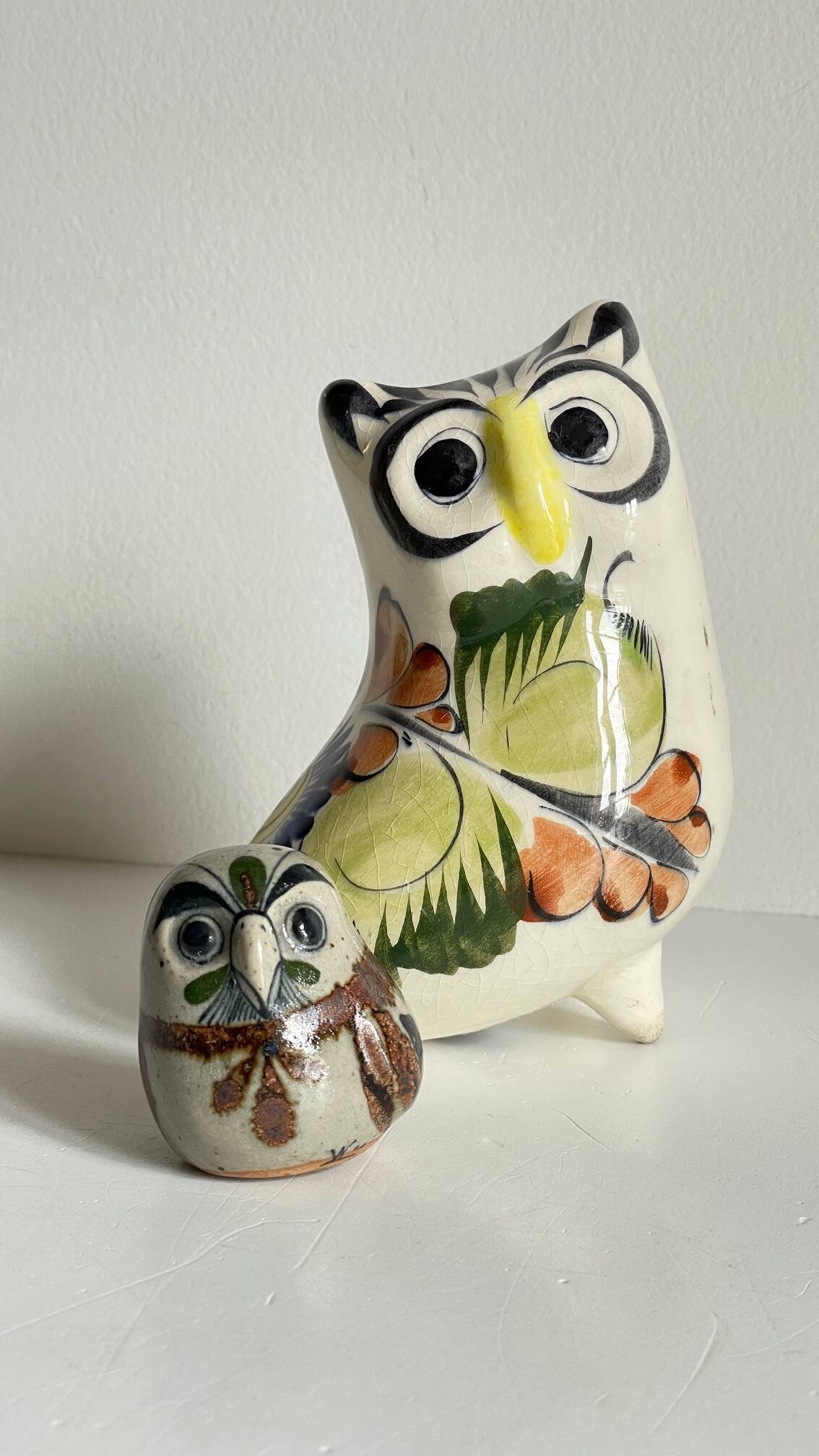 Duo HIBOUX Vintage ARTISANAL Ceramics