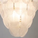 Translucent white Murano glass chandelier. Italy, contemporary work.