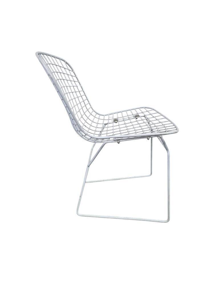 Vintage white wire chair in Bertoia style