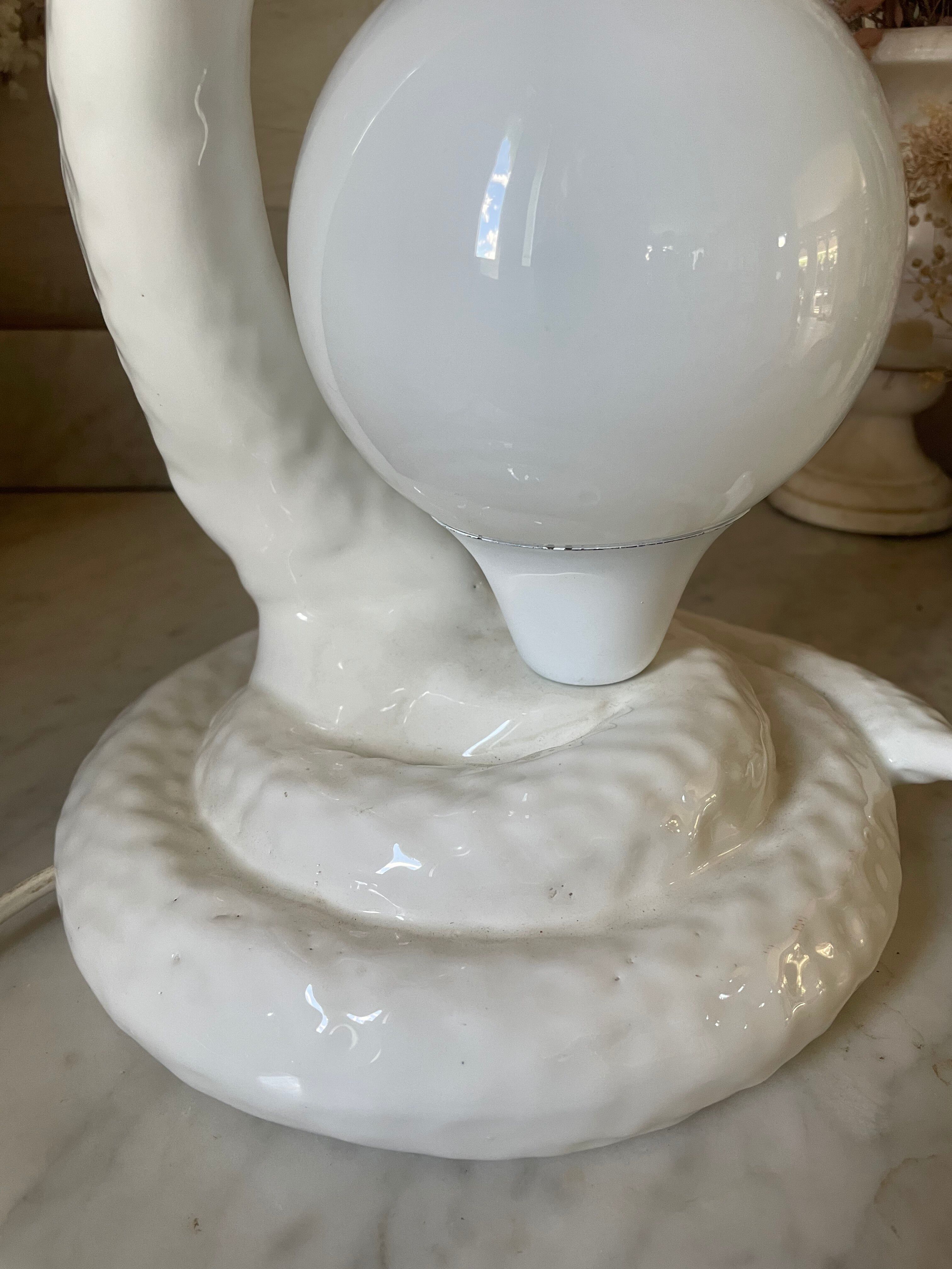 Vintage cobra lamp in ceramic and opaline
