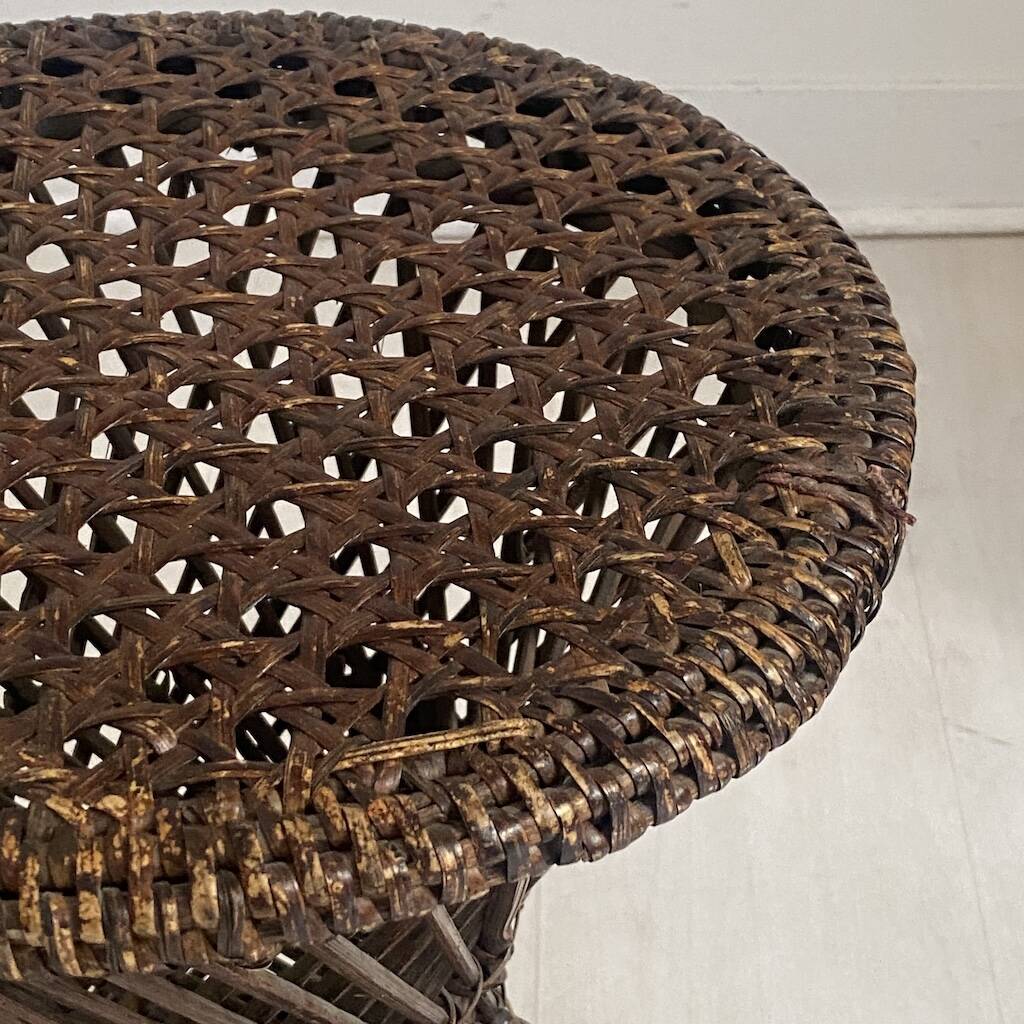Vintage 1970s rattan tamtam diabolo stool