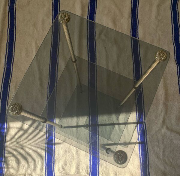 Ancienne sellette en verre et laiton