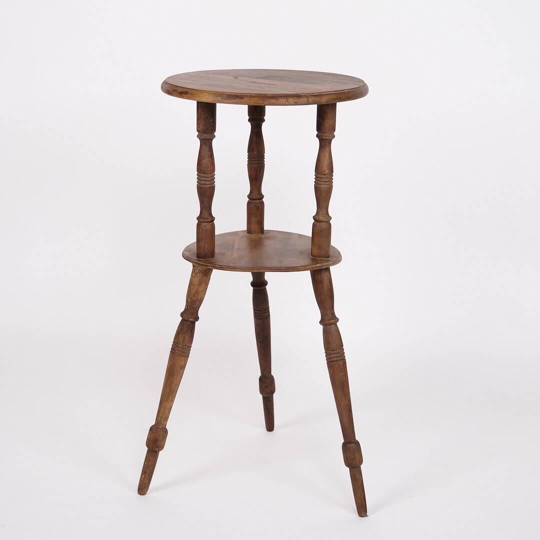 Table d'appoint/fleur - pin - pieds tournés - à deux niveaux - années 1880