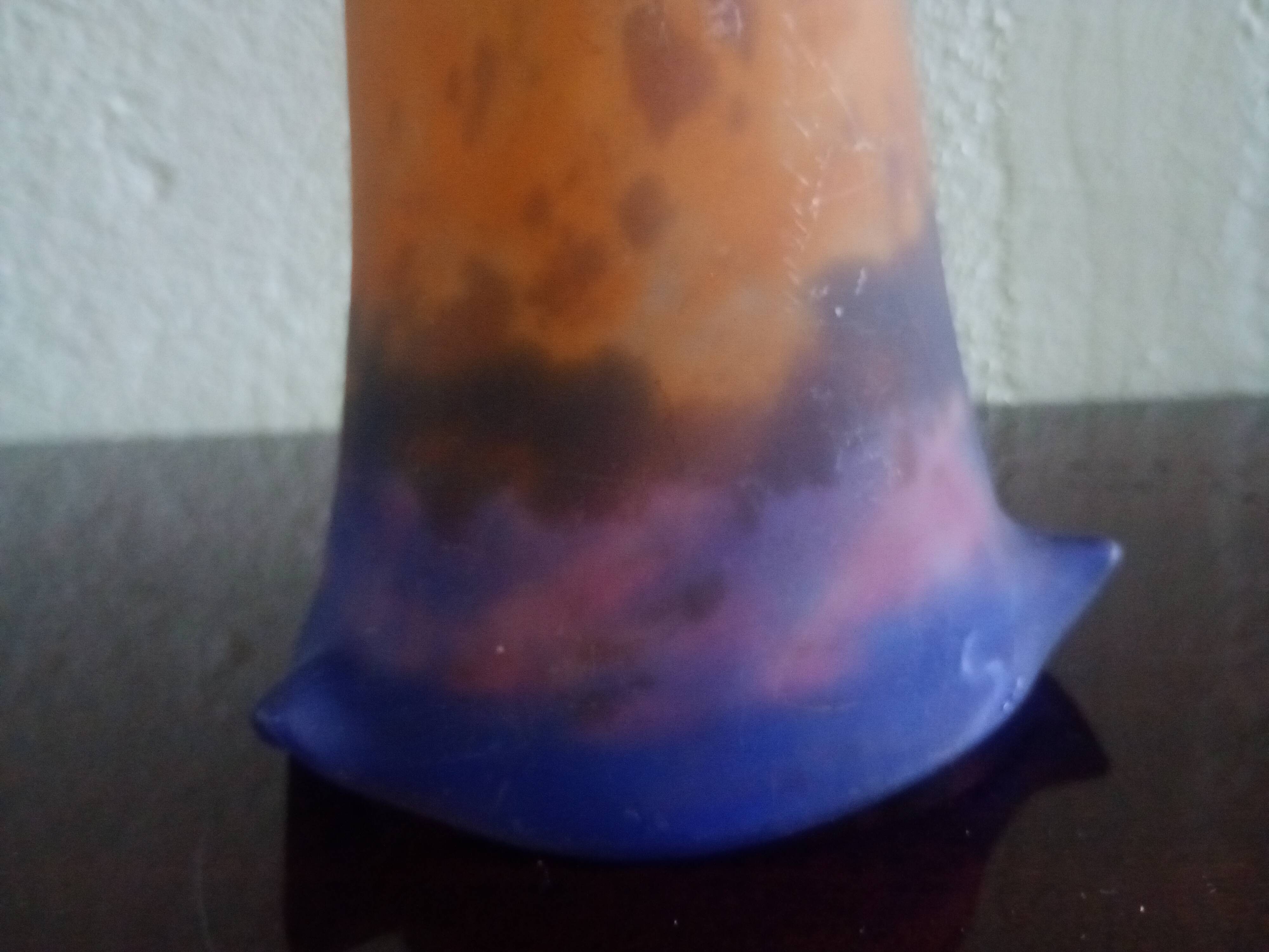 MULLER FRERES LUNEVILLE - Orange-purple marbled glass tulip - signed