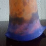 MULLER FRERES LUNEVILLE - Orange-purple marbled glass tulip - signed