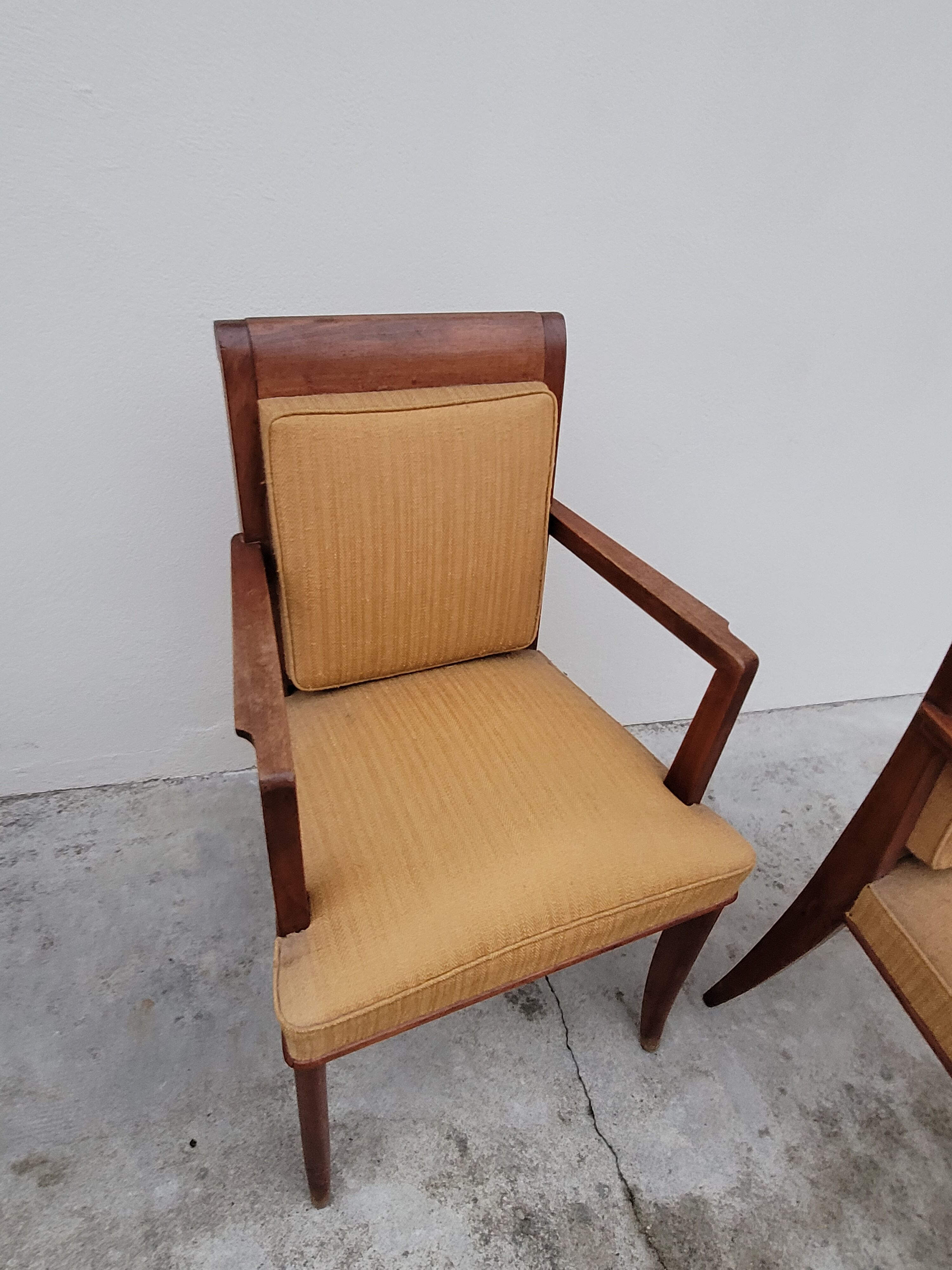 Pair of armchairs bridge era art deco walnut
