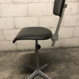 Vintage workshop chair in black skai swivel adjustable in height feet in star