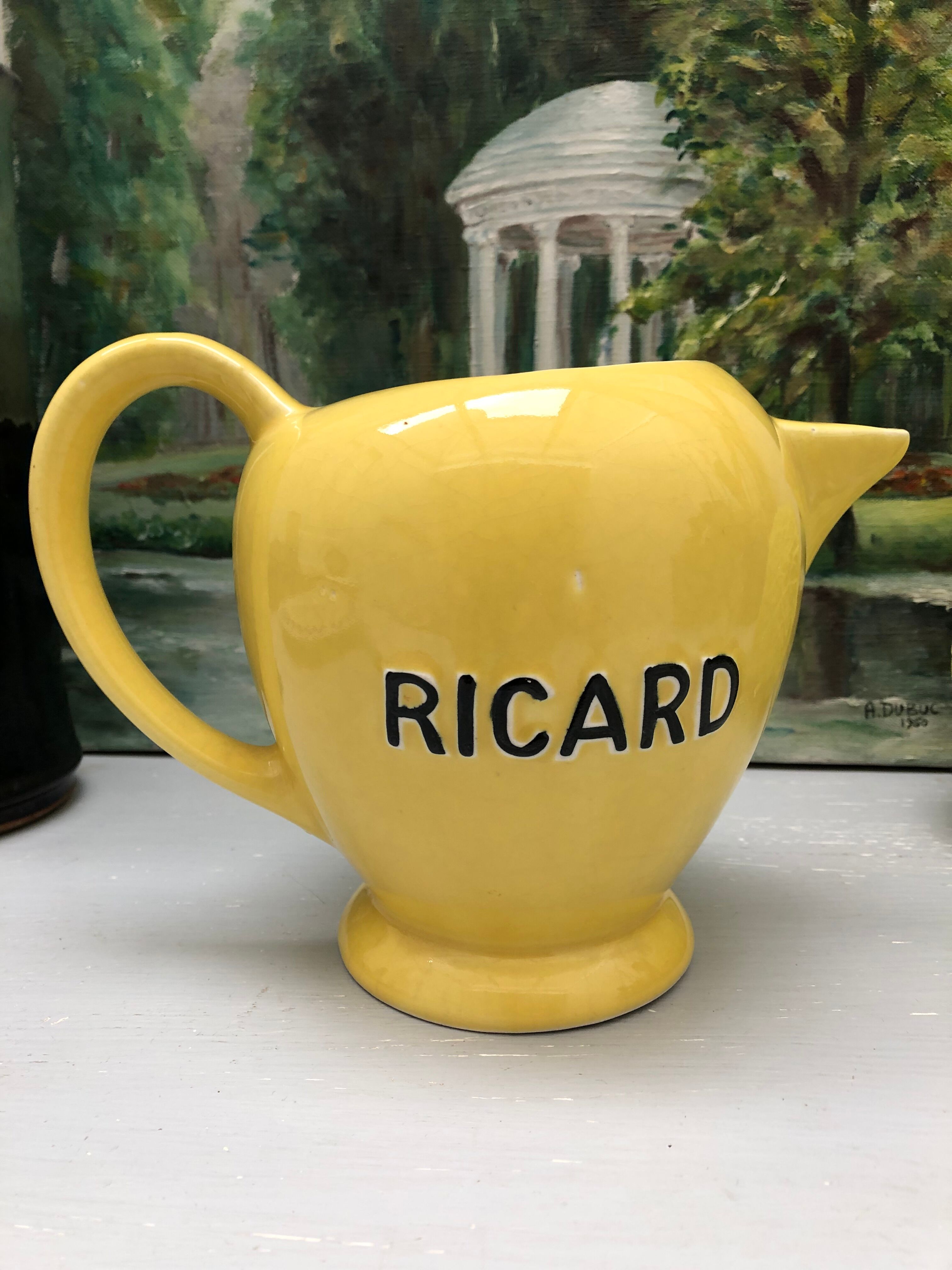 Old yellow ricard pitcher signed marseille saint uze