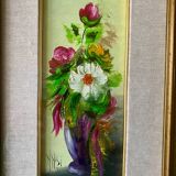 Oil on Vintage Panel - Flower Bouquet by NNISI - 27 x 40 cm