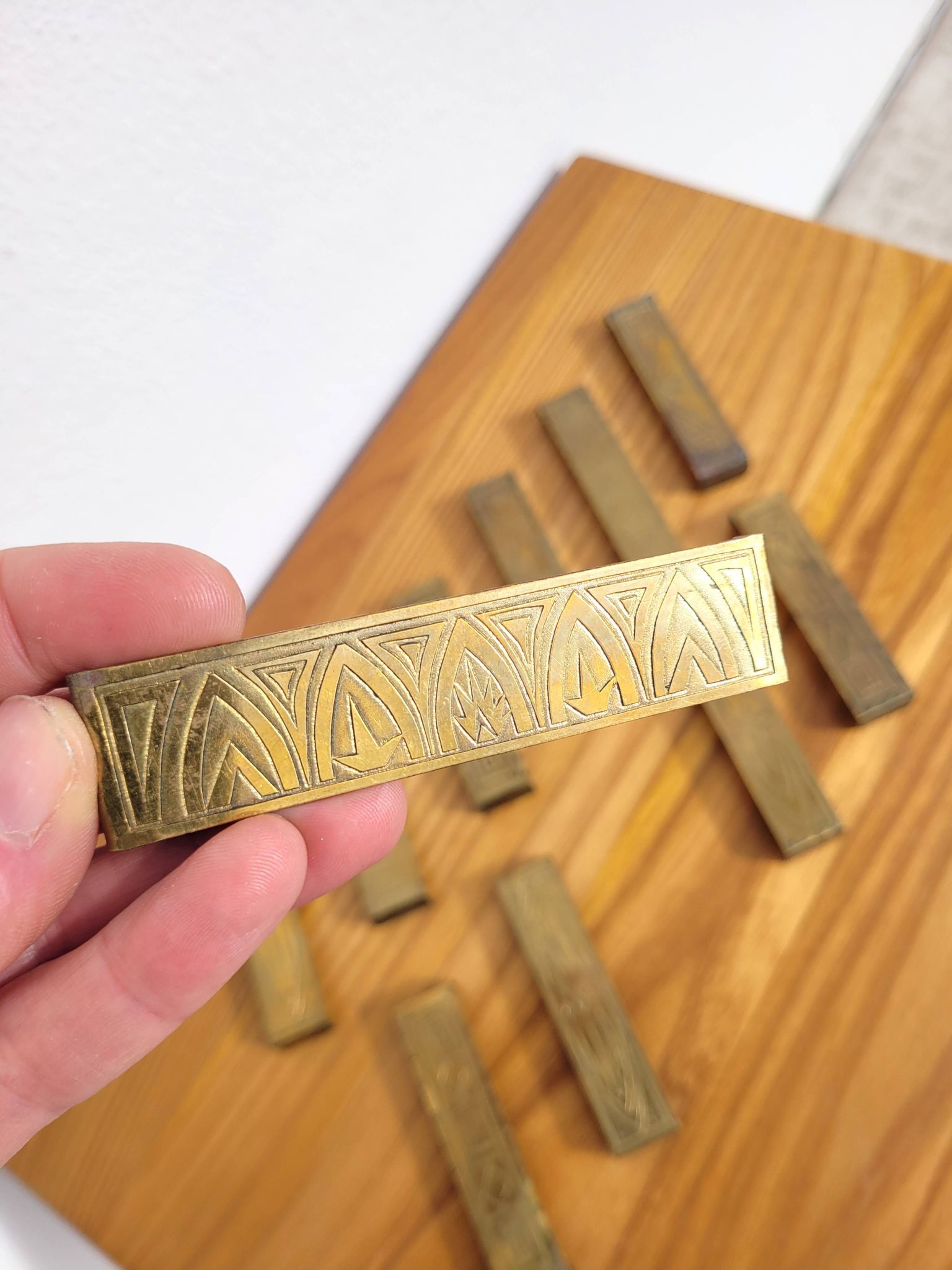 Art Deco style gold knife holder set