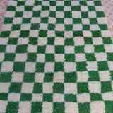 Fir green checkered Berber rug