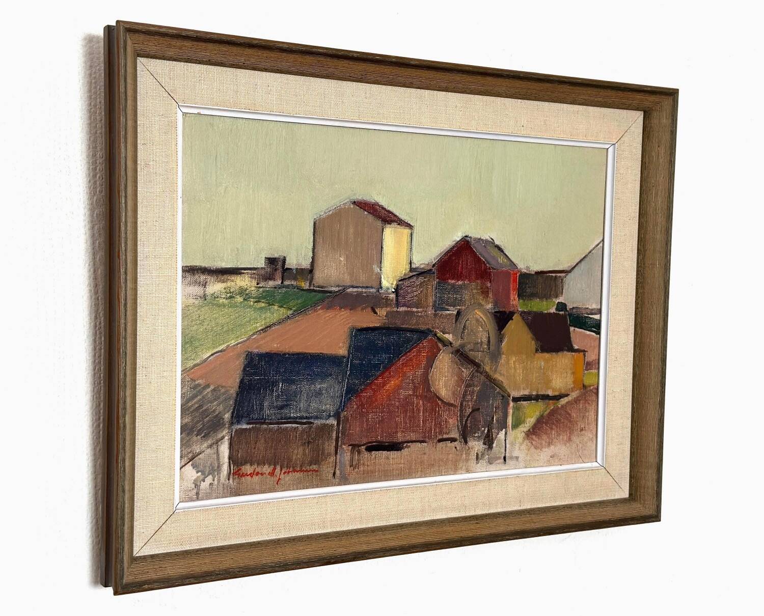 Oil on Canvas –“Rural Landscape with Barns” by Gustav‑Adolf Johansson