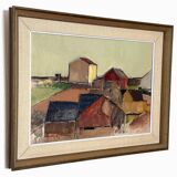 Oil on Canvas –“Rural Landscape with Barns” by Gustav‑Adolf Johansson