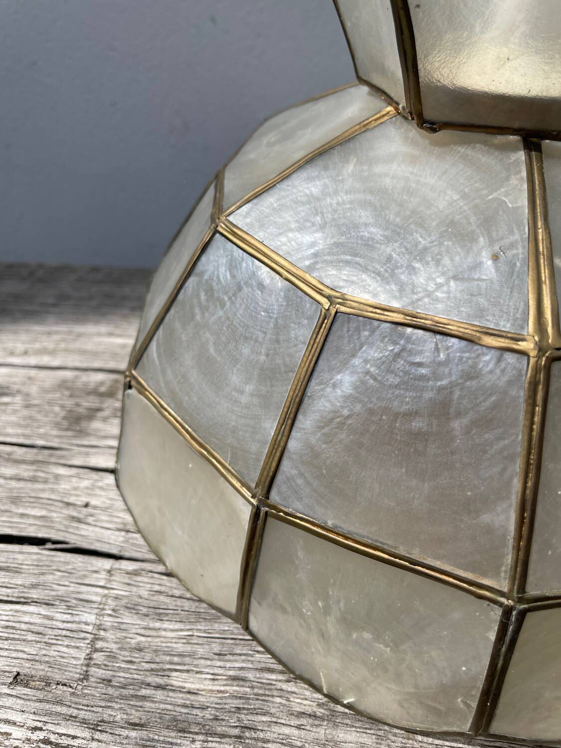 Mother-of-pearl and brass pendant light