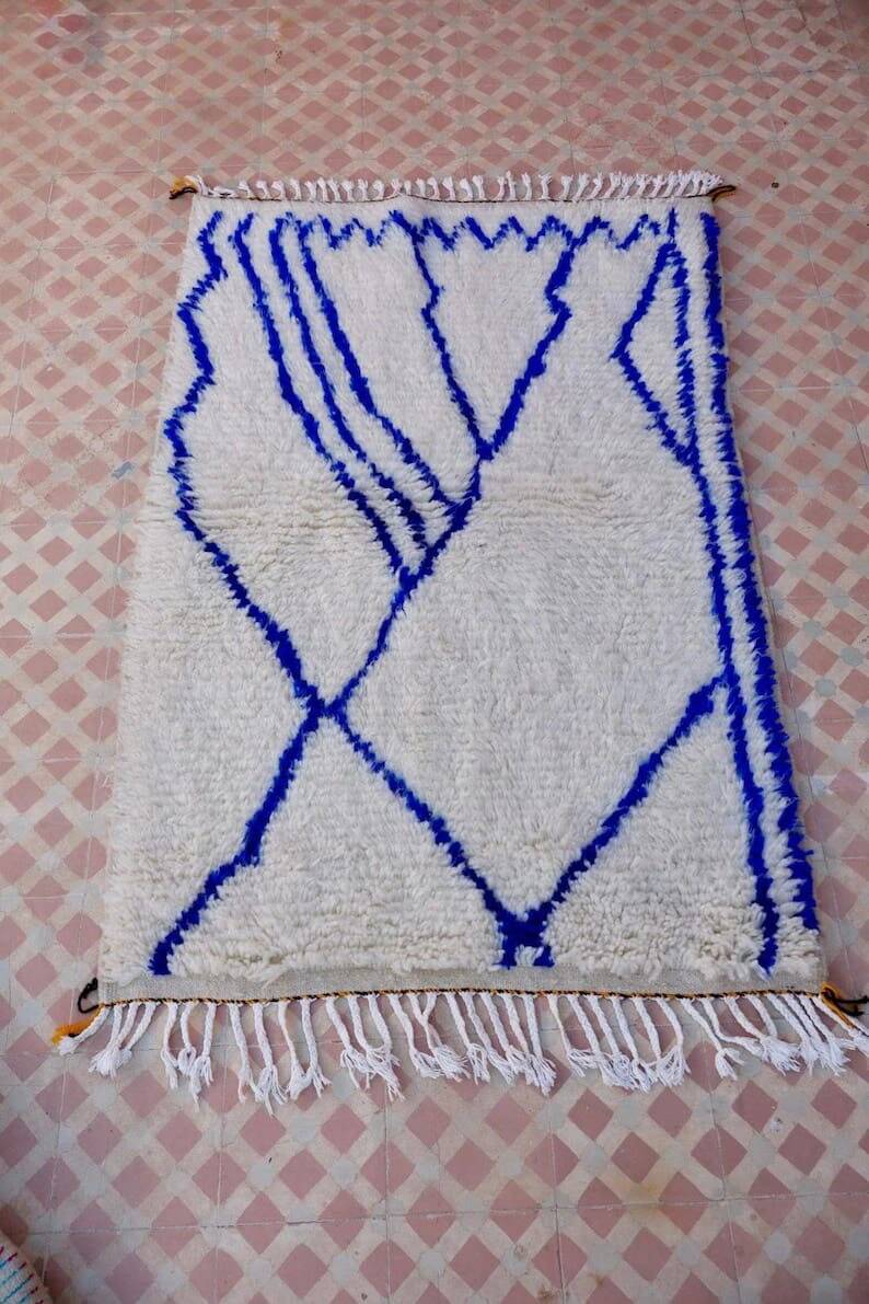 Petit tapis berbère fait main traditionnelle 100/200 cm
