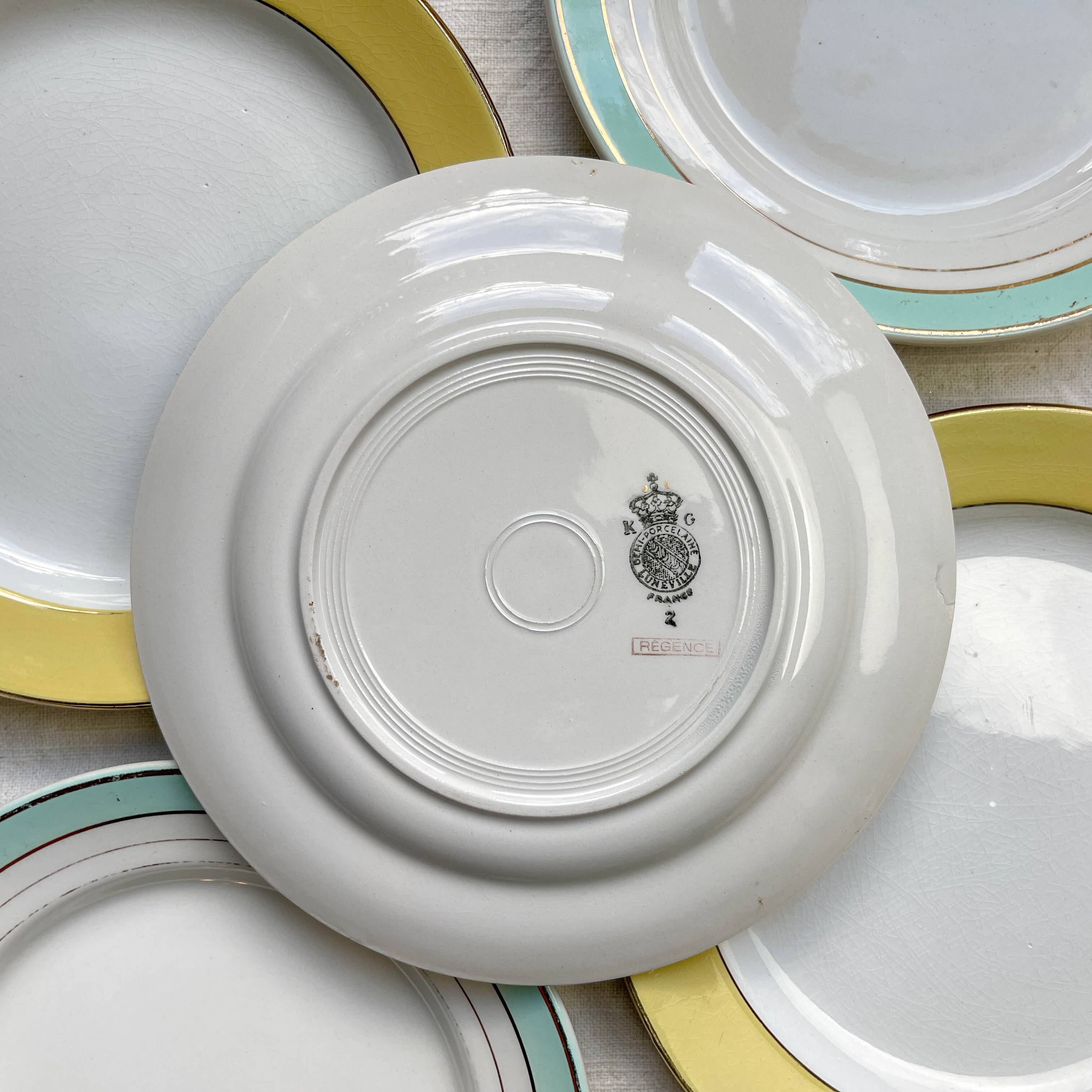 5 Small vintage mismatched yellow and green plates 1950