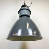 Large Grey Enamel Industrial Factory Lamp from Elektrosvit, 1960s