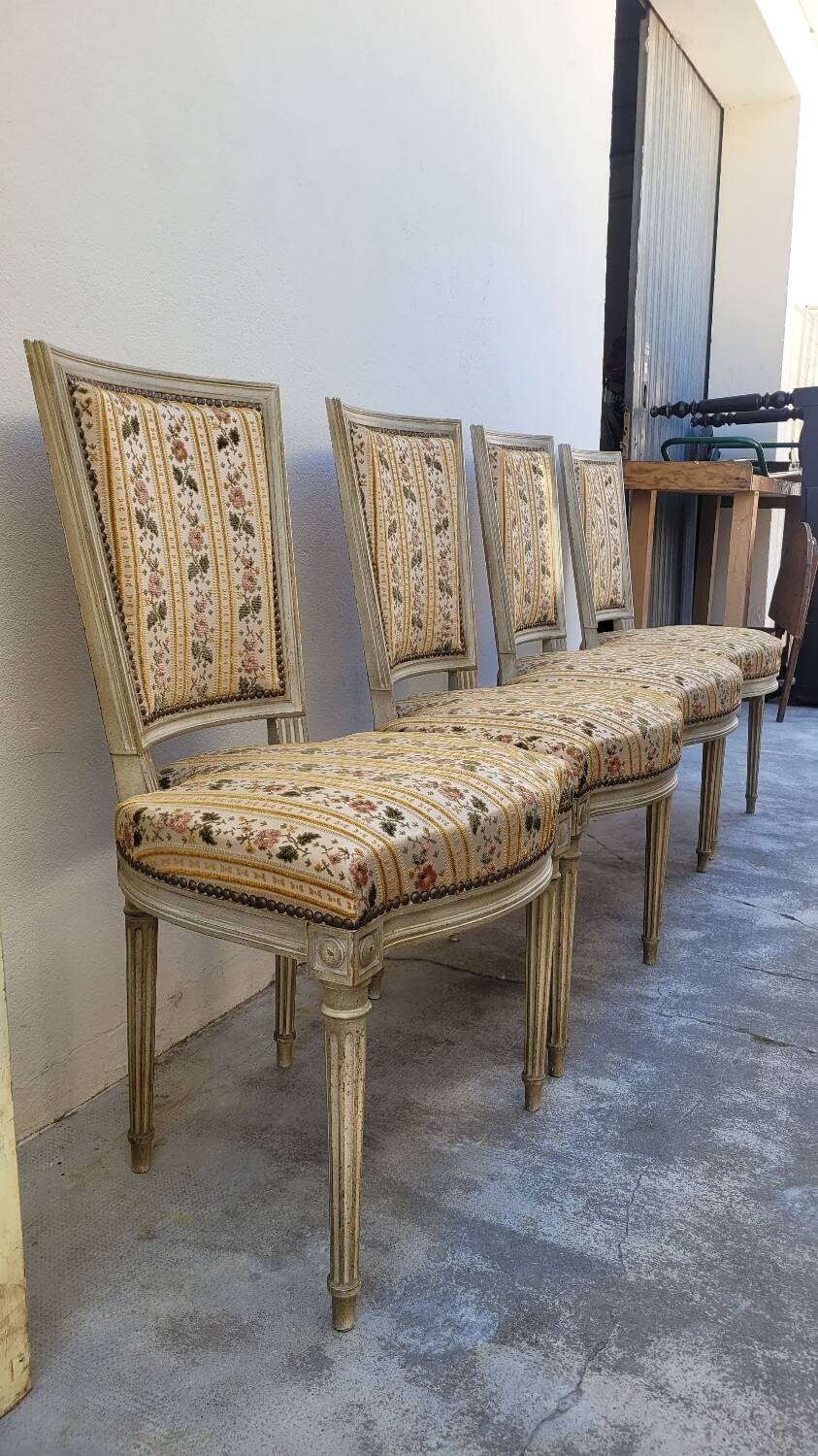 Series of 4 old Louis XVI style chairs