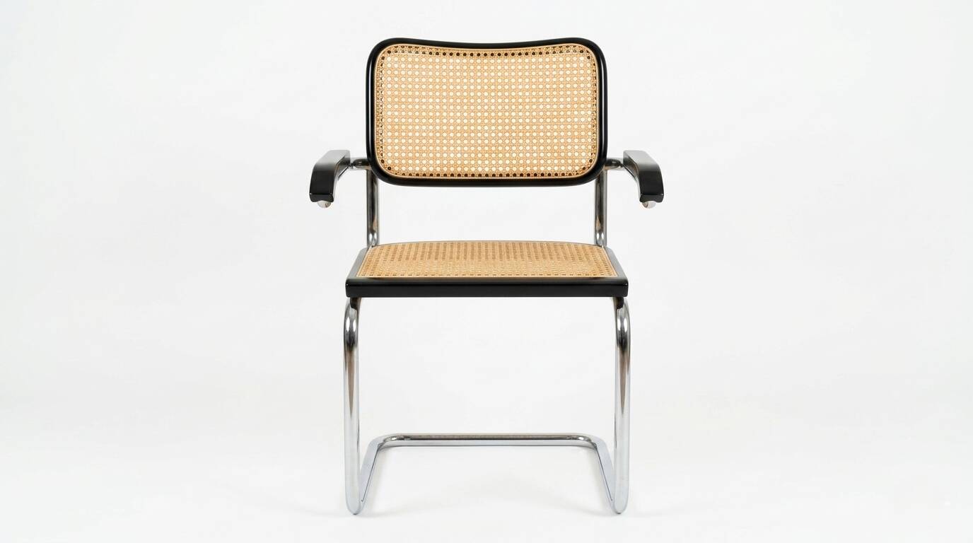Cesca B64 black armchair after Bauhaus Marcel Breuer, Italy