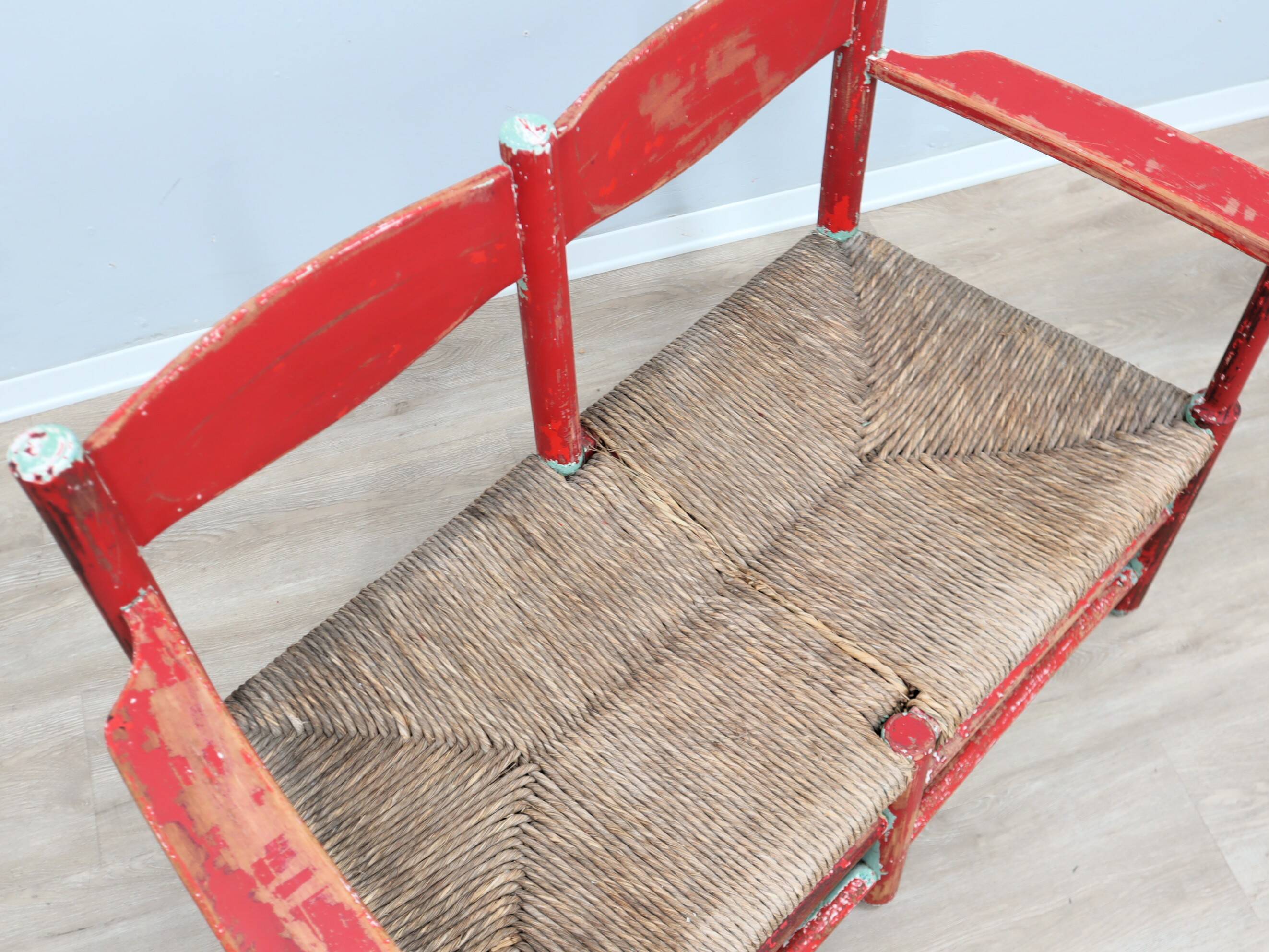 1930s Italian rustic wooden country chic bench