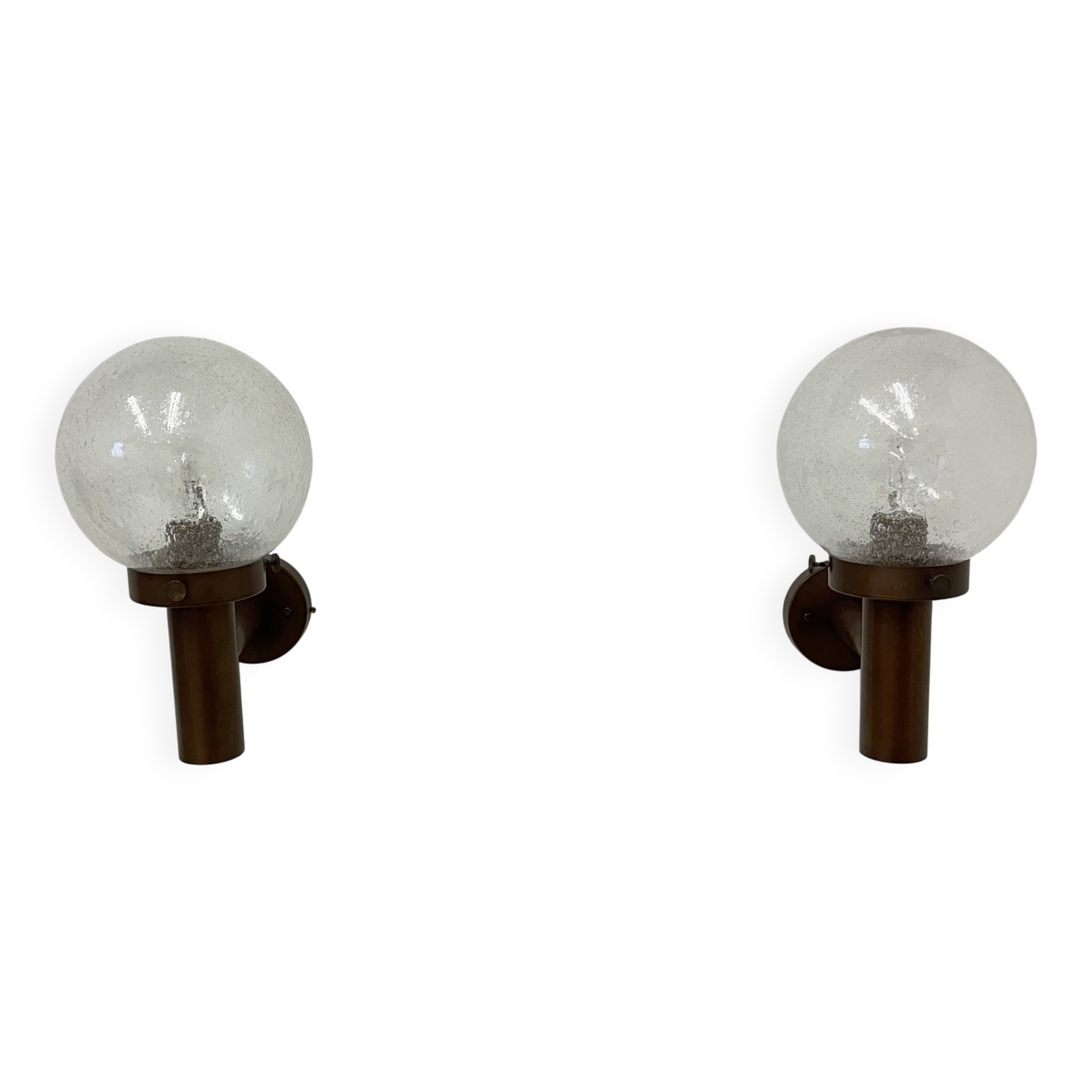Set of 2 globe glass wall lamps sconces by Lisa Pape Sweden , 1970s