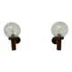Set of 2 globe glass wall lamps sconces by Lisa Pape Sweden , 1970s