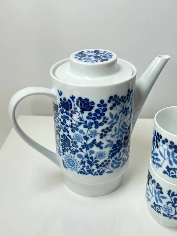 Vintage Melitta Coffee Set – White and Blue Porcelain Flowers – 1970s – Made in Germany