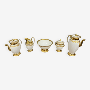 Series of 5 Empire period pieces in Paris porcelain circa 1800