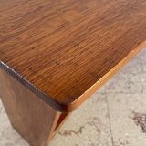 Vintage solid oak geometric wall shelf
