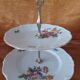 Présentoir à Gateaux - Serviteur 2 étages -  Porcelaine décor Floral