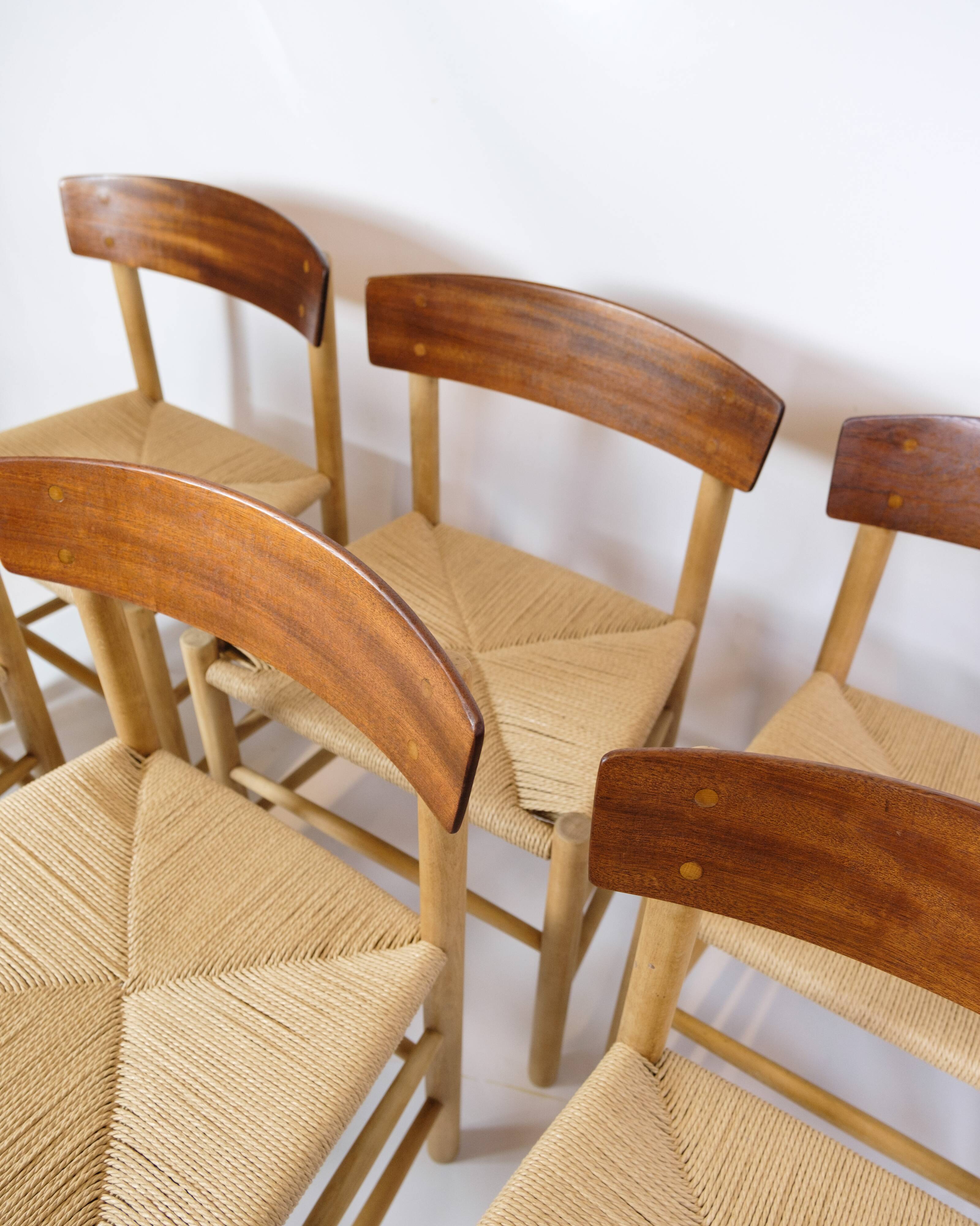 Set Of 6 Dining Chairs  Model J39 Known As The "Folke Chair" Made In Teak & Oak By Børge Mogensen