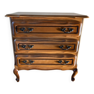 Commode vintage en bois, style Louis XV à tiroirs galbés