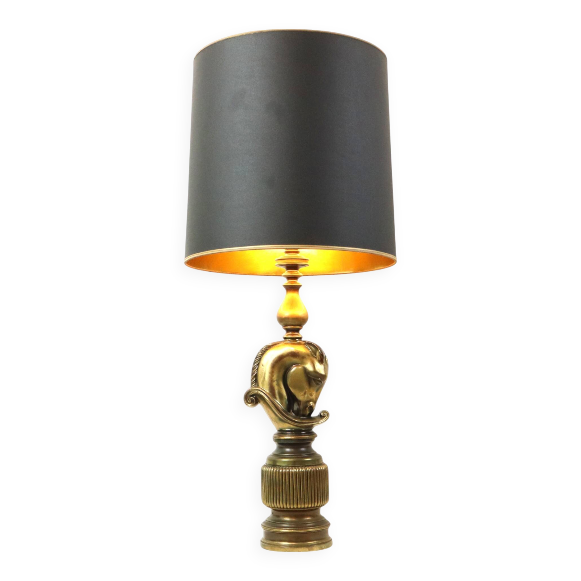 Lusterie Deknudt Vintage Horse Head Table Lamp XL Brass