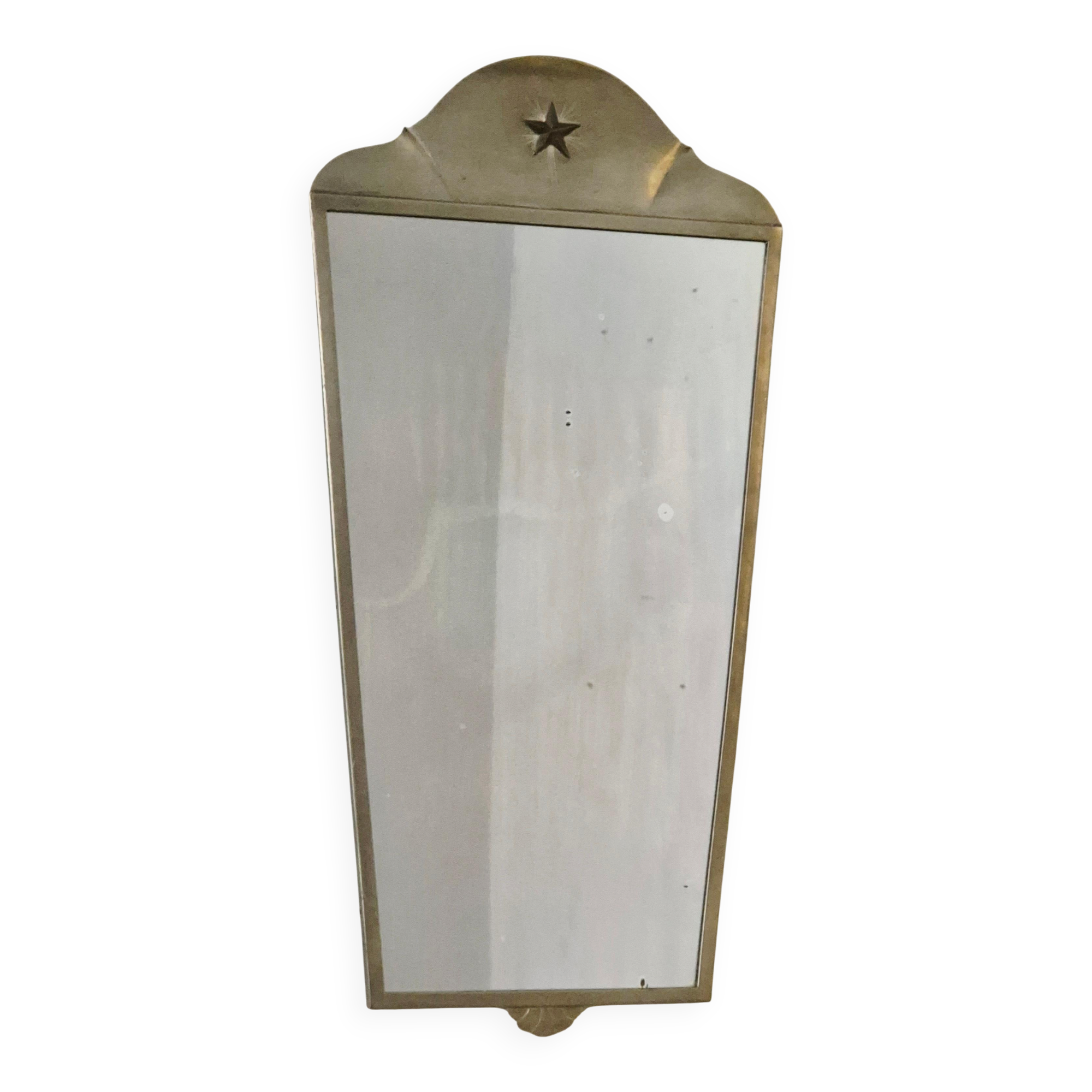 Miroir Grace suédois en étain avec décor d'étoiles en laiton, GAB Guldsmedsaktiebolaget/GAB.
