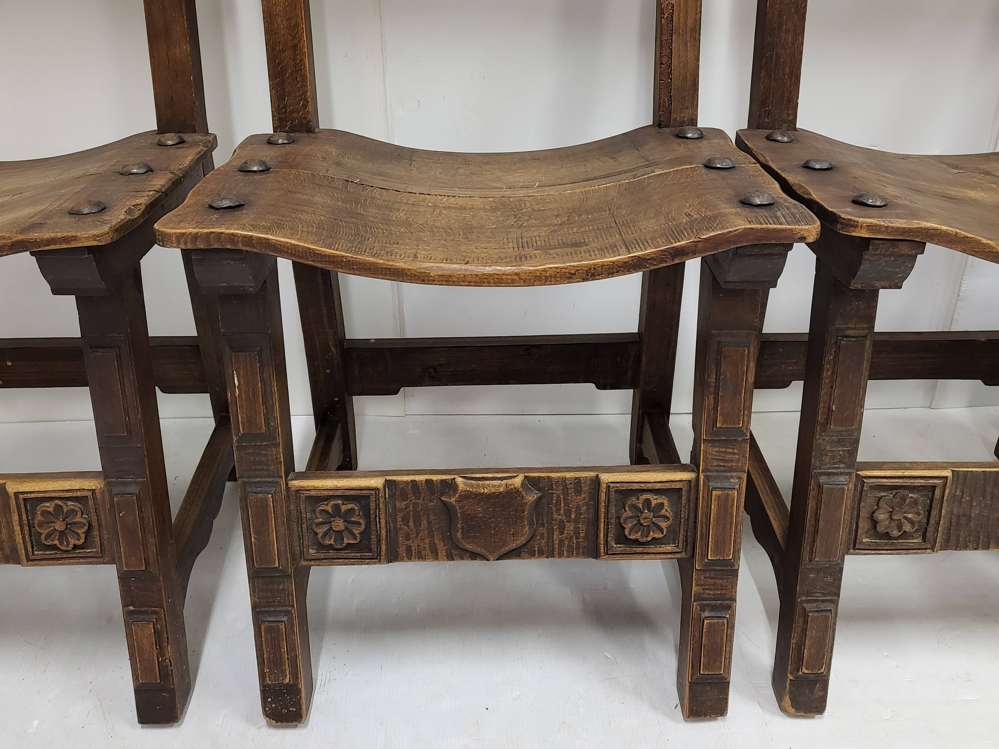 Set of 4 vintage brutalist chairs 1970