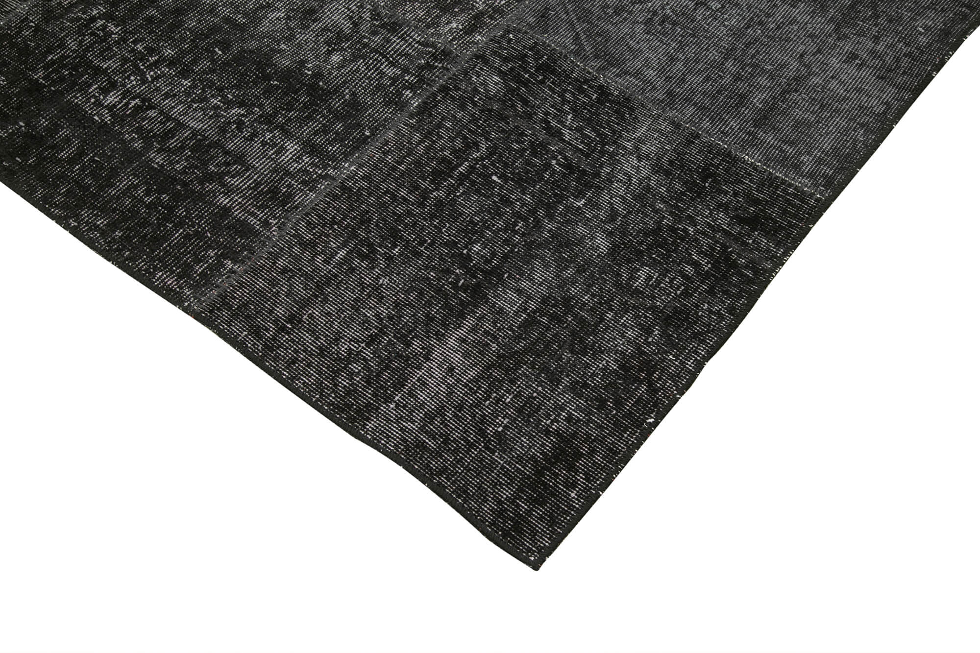 Handmade Turkish Overdyed 193 cm x 300 cm Black Patchwork Carpet