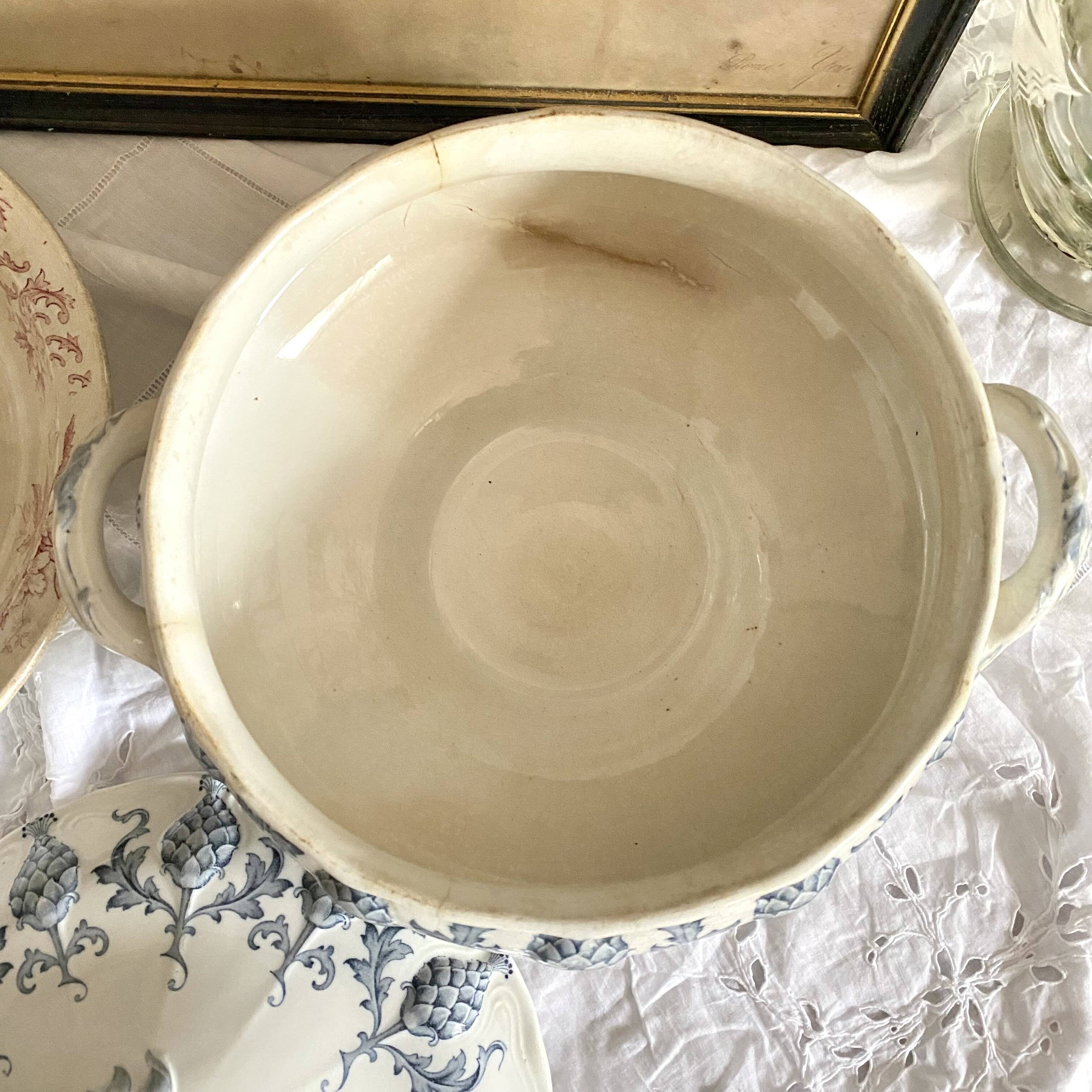 Sarreguemines Iron Earth Soup Tureen Pine Cones