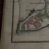 Color engraving under glass, plan of Isle Daix, 18th century