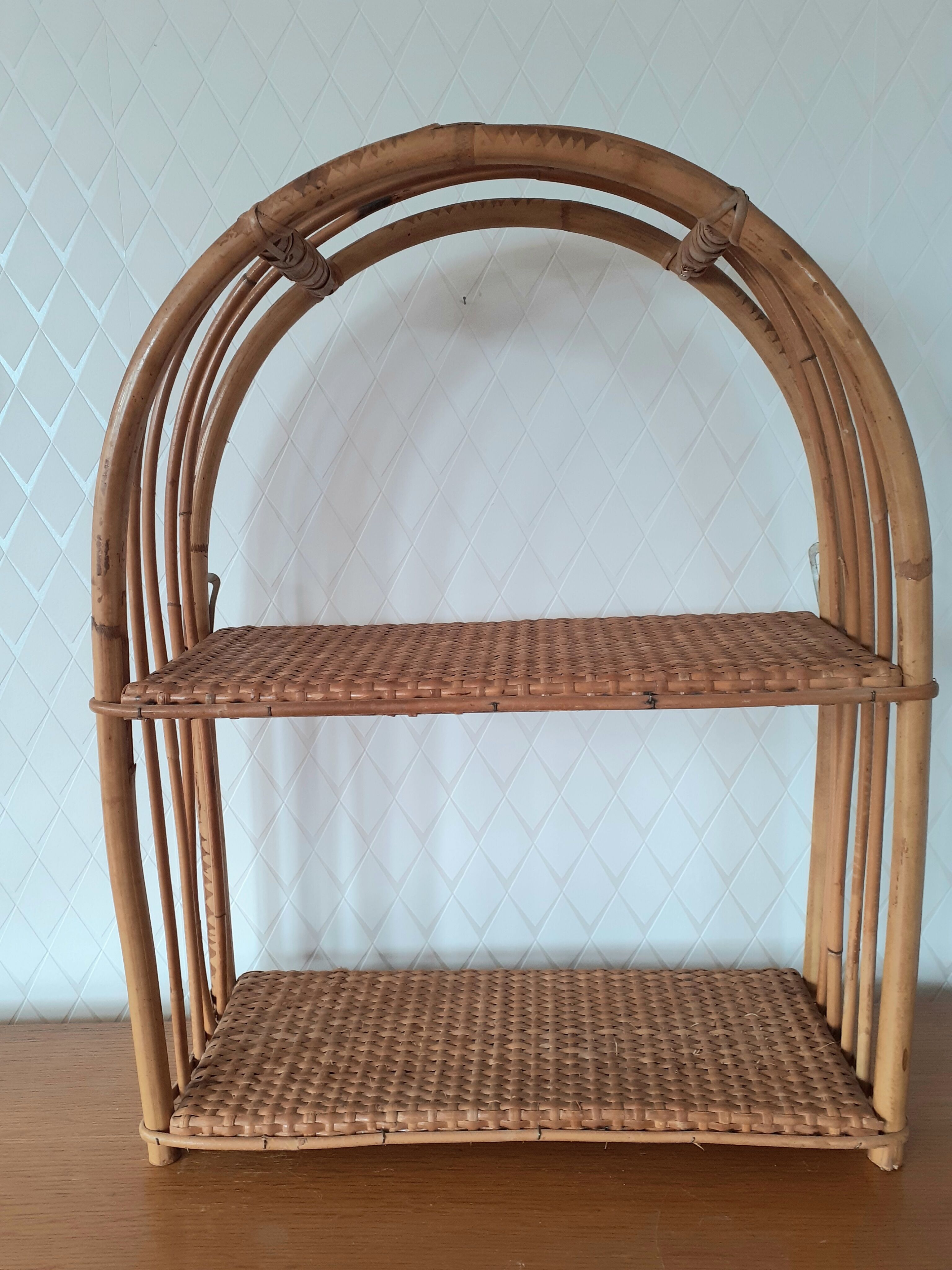 Rattan wall shelf