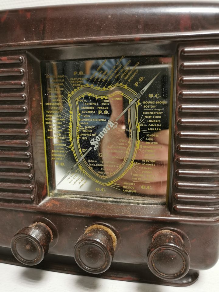 ancien Poste Radio TSF à lampes en Bakélite Sonora de 1946 ART Déco ...