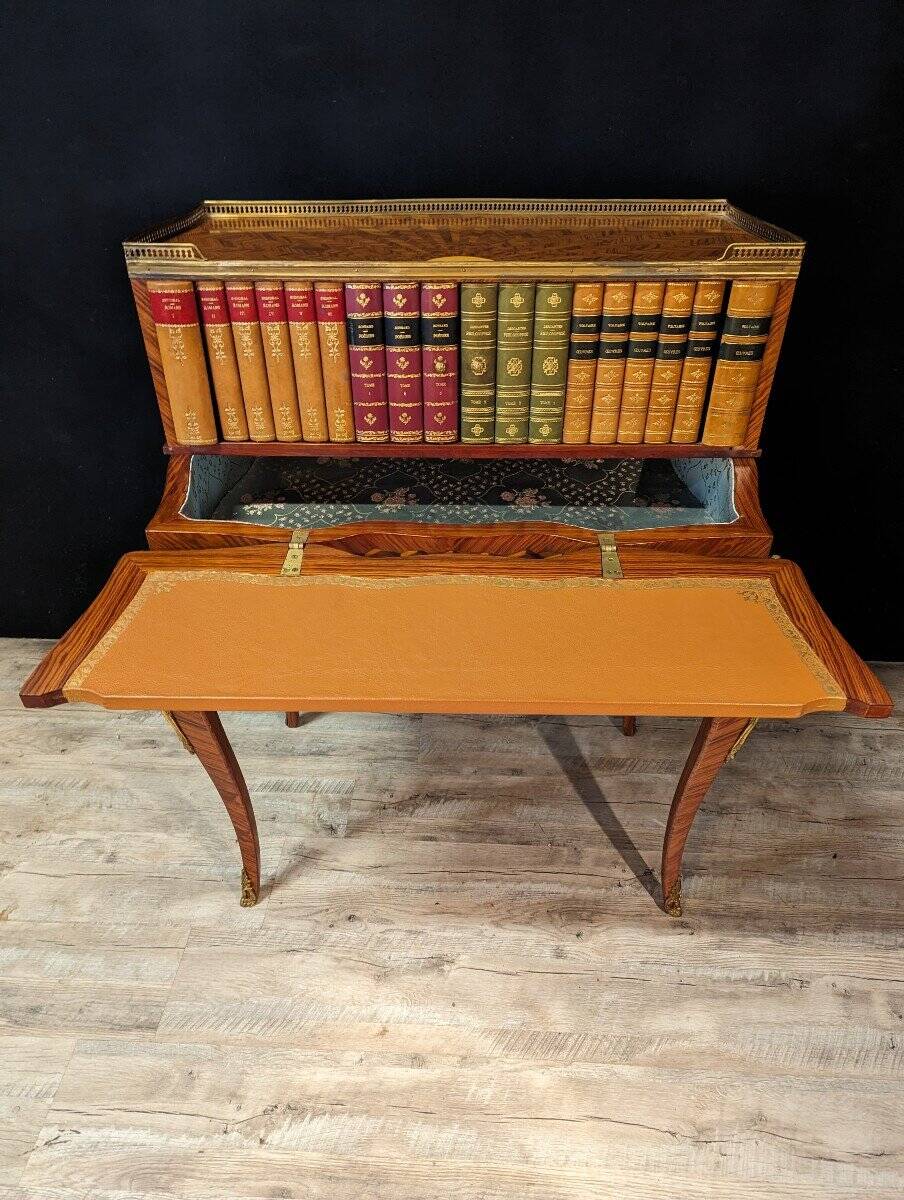 Louis XV Style Marquetry Stepped Desk