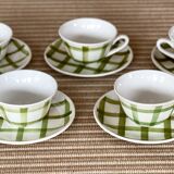 5 cups and saucers vichy 1950