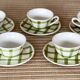 5 cups and saucers vichy 1950