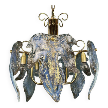 Plafonnier en verre de Murano Ice, Italie, années 1970